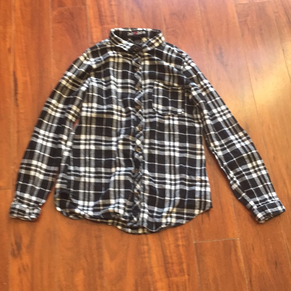 Polly & Esther Black and White Plaid Shirt